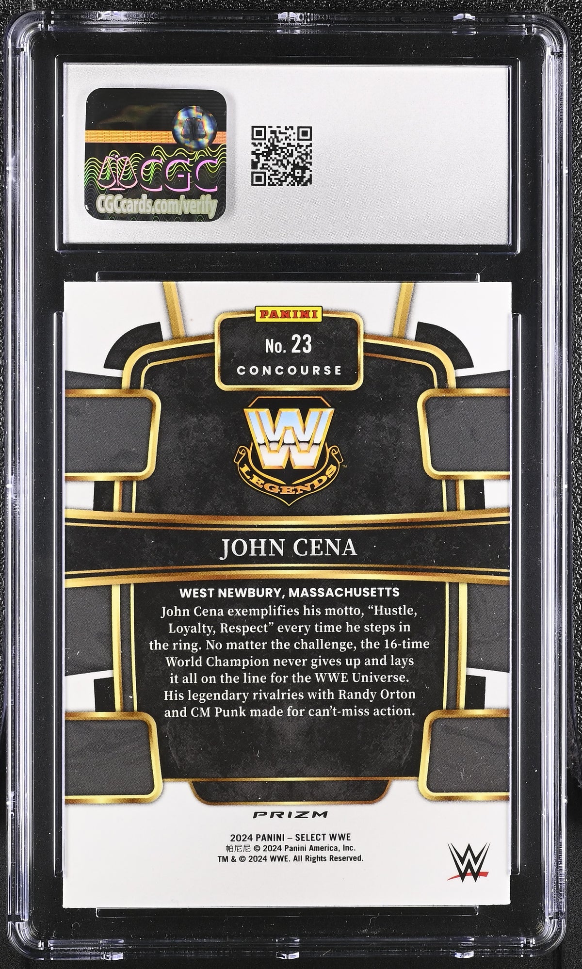 2024 Panini Select WWE John Cena Orange Flash #23 CGC 10