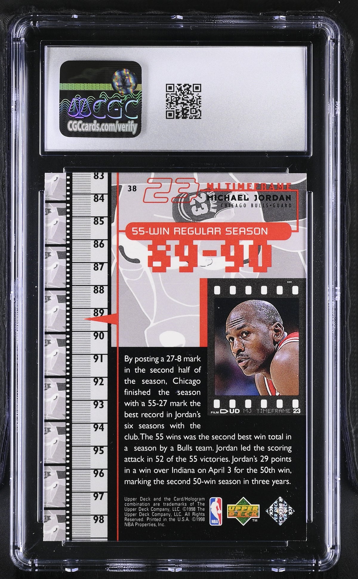 1998 Upper Deck MJ Living Legend Michael Jordan #38 CGC 9 Chicago Bulls