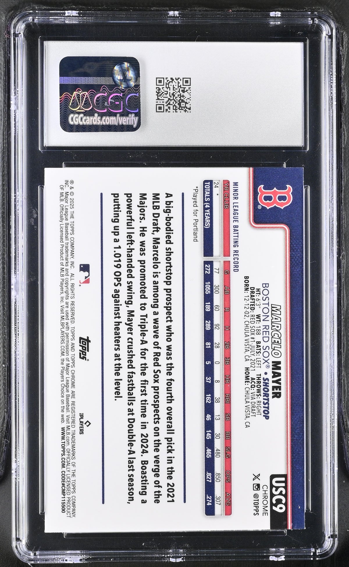 2025 Topps Chrome Update Marcelo Mayer RayWave Rookie #USC9 CGC 10 Red Sox