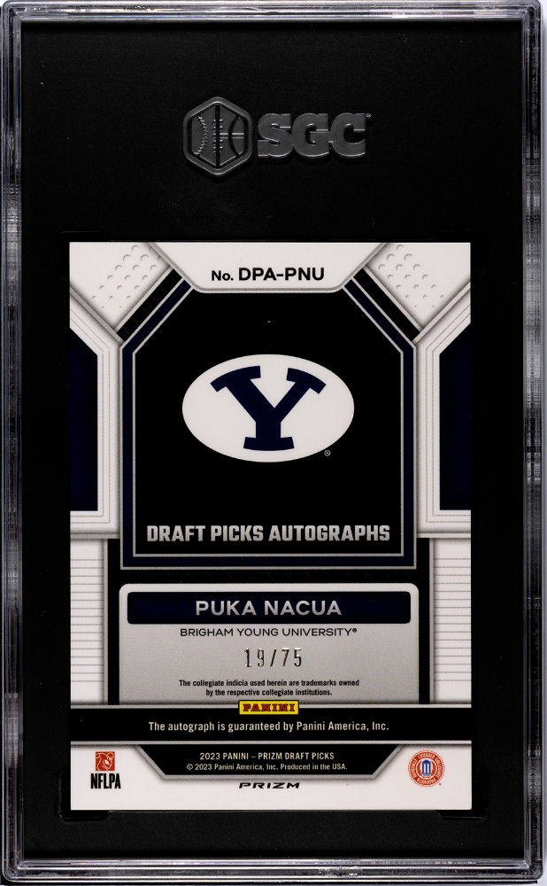 2023 Panini Draft Picks Puka Nacua Autos. Blue Ice 75 Rookie #DPA-PNU SGC 9.5