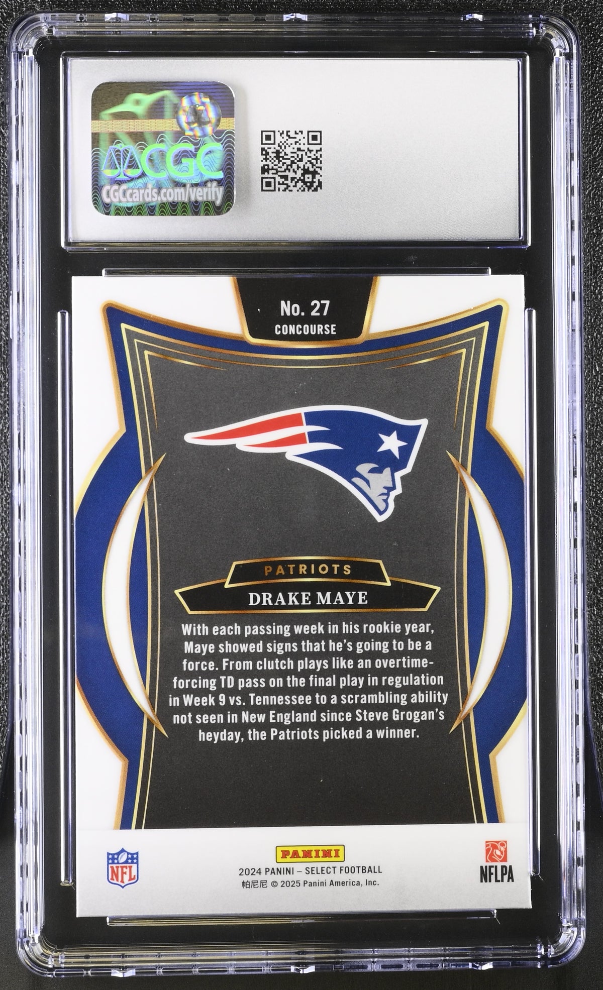 2024 Panini Select Drake Maye Rookie #27 CGC 9 New England Patriots