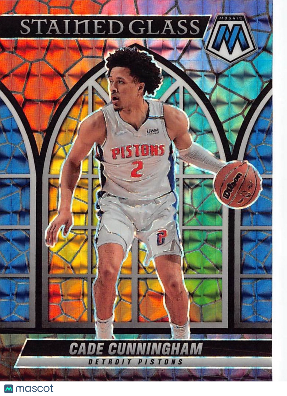 2021-22 Panini Mosaic Cade Cunningham Stained Glass #8 Detroit Pistons