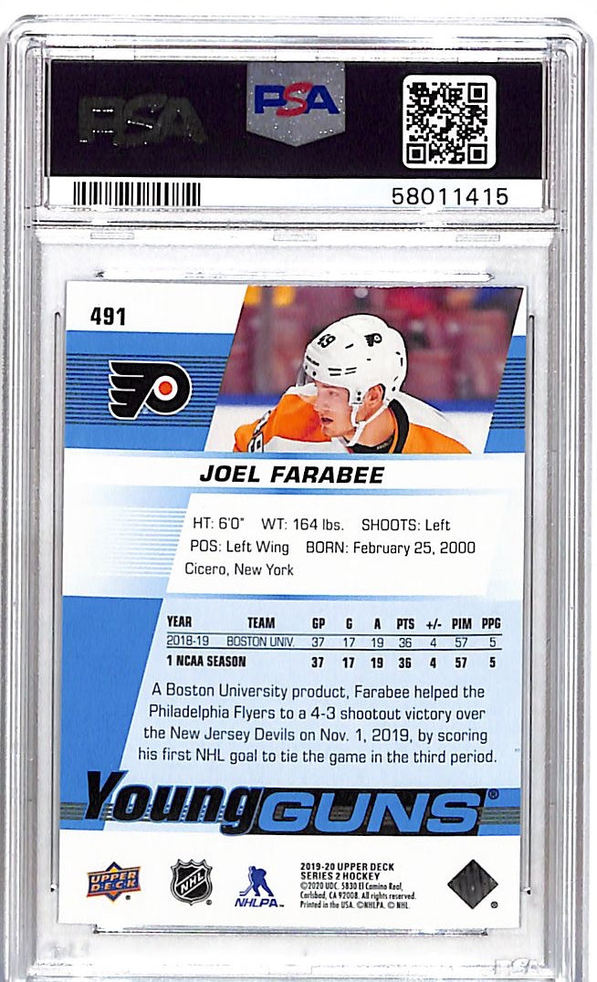 2019 Upper Deck Joel Farabee Rookie #491 PSA 10 Philadelphia Flyers