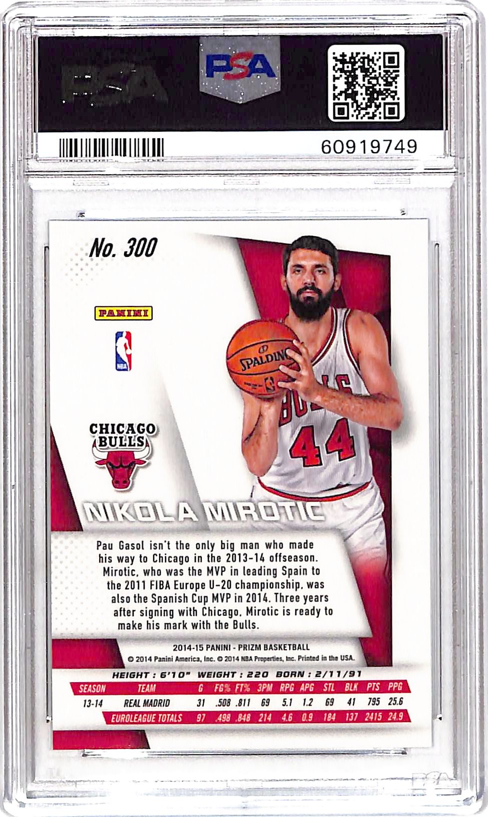 2014 Panini Prizm Nikola Mirotic #300 PSA 8