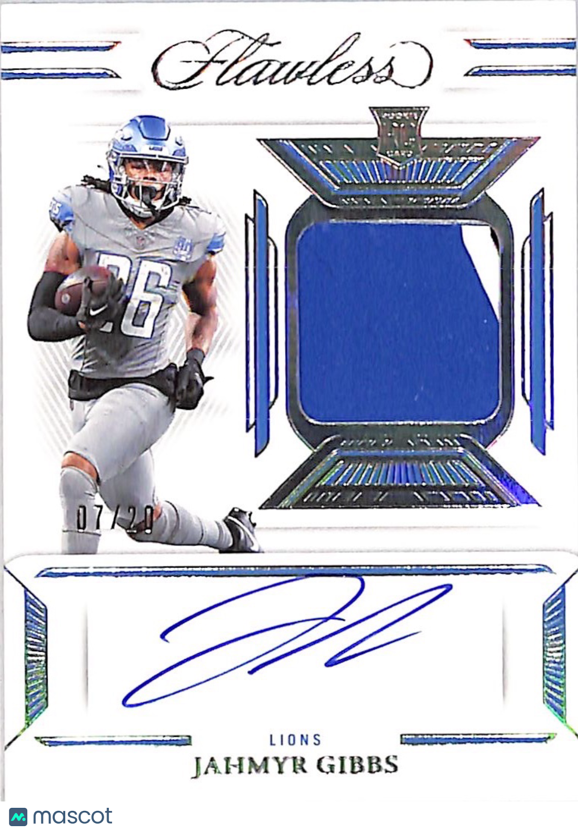 2023 Panini Flawless Jahmyr Gibbs Rookie Autograph Glove /20 #SG-JGI Lions