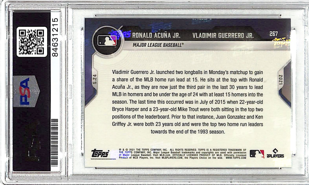 2021 Topps Now Vladimir Guerrero. Ronald Acuña Jr. Auto #267 PSA DNA Authentic