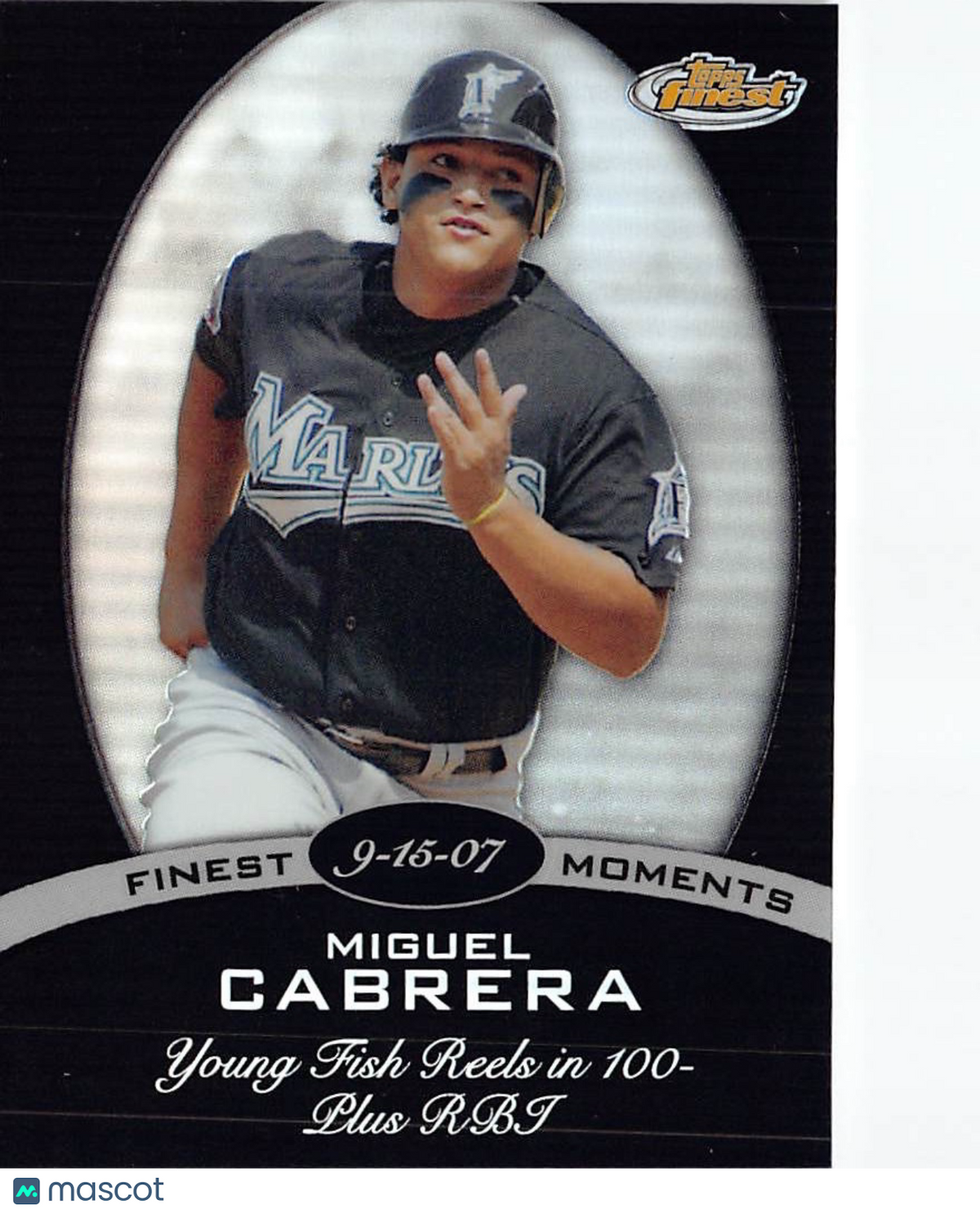 2008 Topps Finest Moments Miguel Cabrera Black Refractor /99 #FM-JMC Marlins