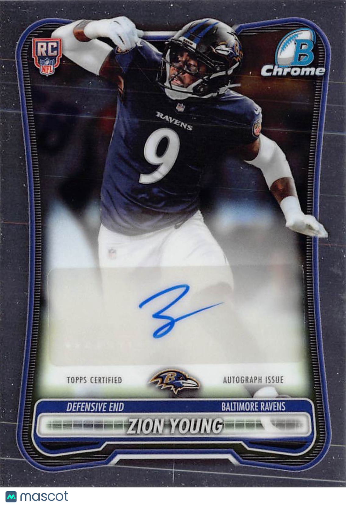 2026 Bowman Chrome Zion Young Rookie Autograph RC #BCRA-ZY Baltimore Ravens