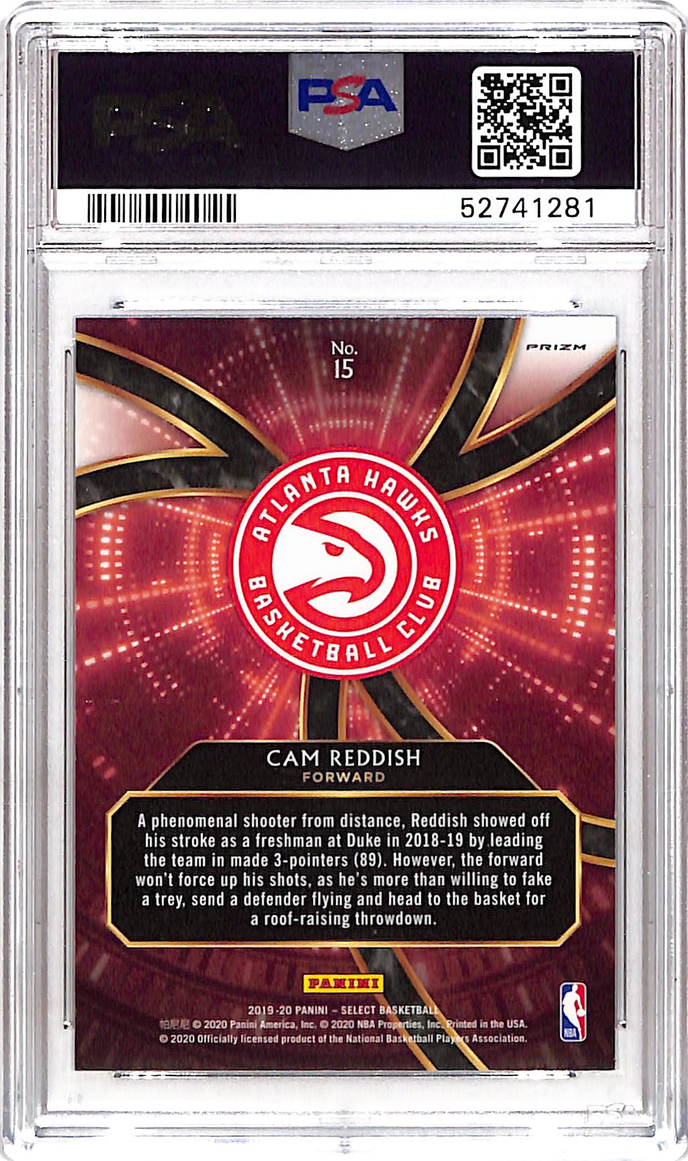 2019 Panini Select Phenomenon Cam Reddish #15 Silver PSA 9