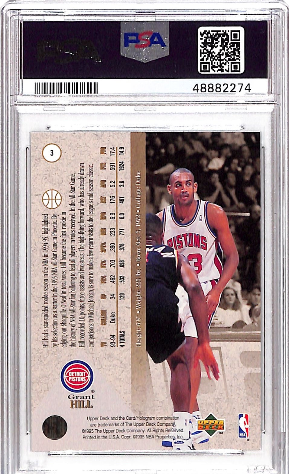 1994 SP Grant Hill #3 Foil PSA 7