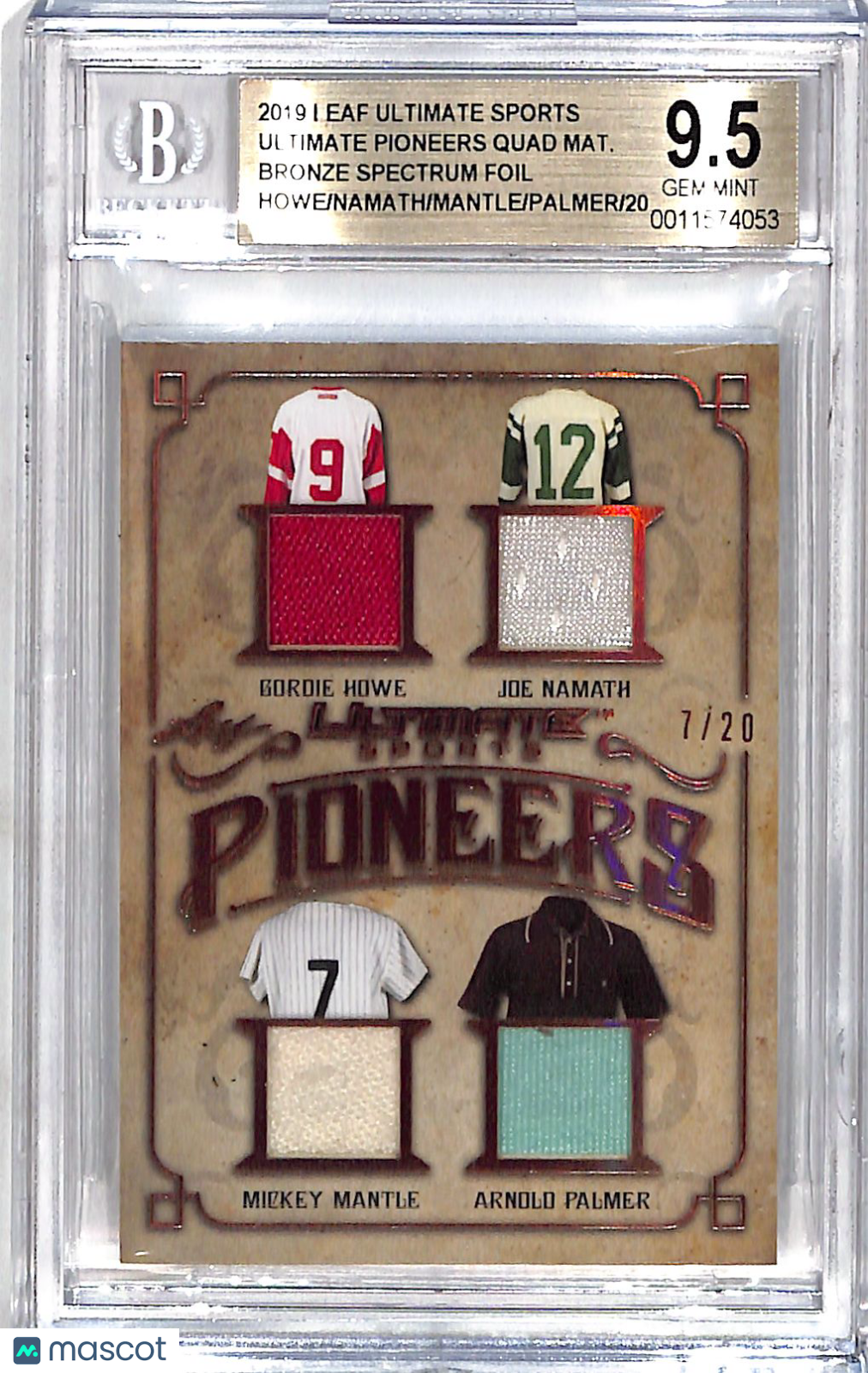 2019 Leaf Ultimate Sports Howe/Namath/Mantle/Palmer Materials /20 UP4-02 BGS 9.5