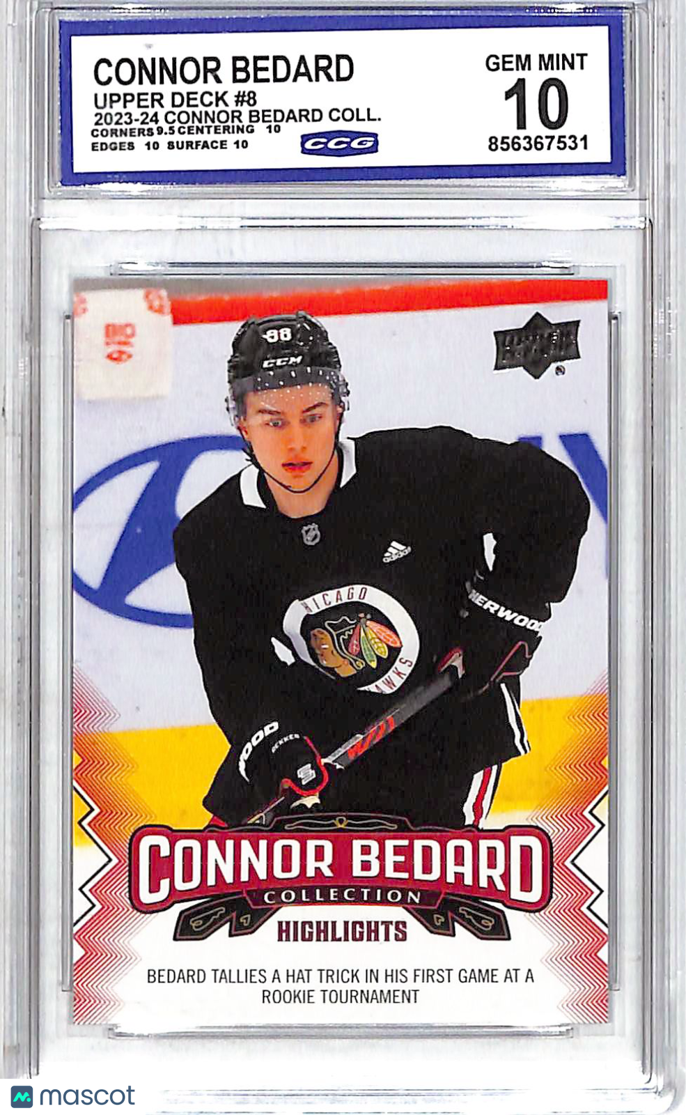2023-24 Connor Bedard Collection Rookie #8 CCG 10 Chicago Blackhawks
