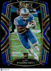 2020 Panini Select D'Andre Swift Blue Die Cut Rookie RC #251 Detroit Lions