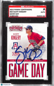 2015 Contenders Scott Kingery Auto Game Day Rookie #23 SGC Authentic Arizona