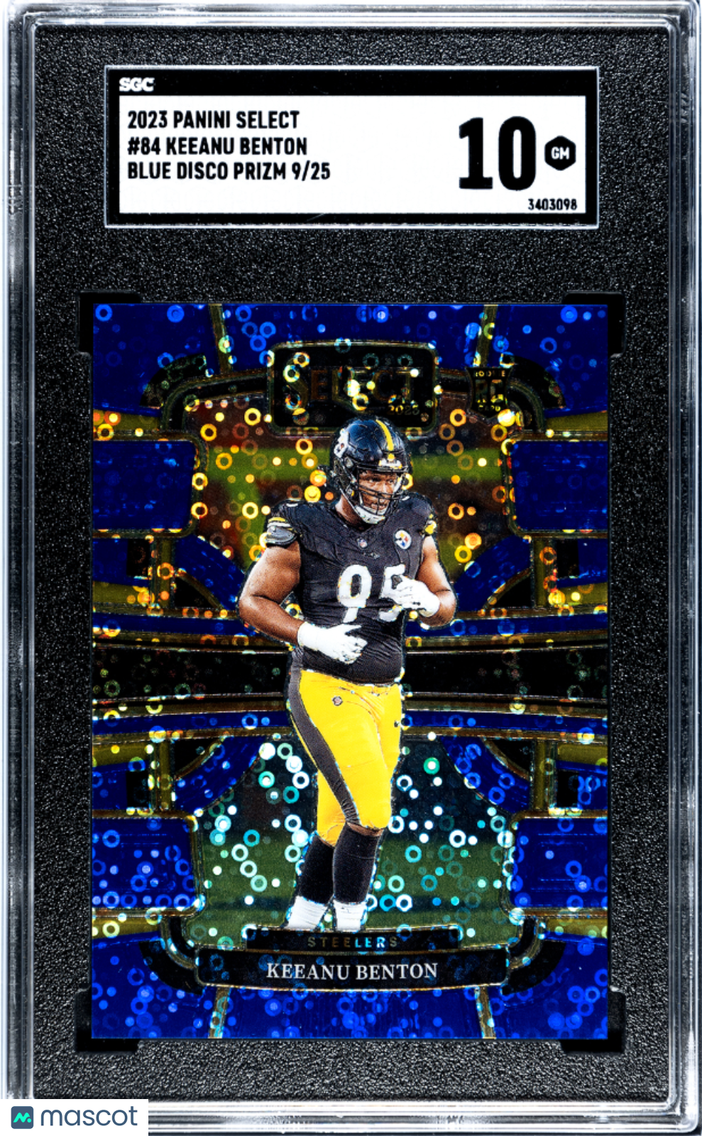 2023 Panini Select Keeanu Benton Blue Disco Prizm /25 Rookie #84 SGC 10 Steelers