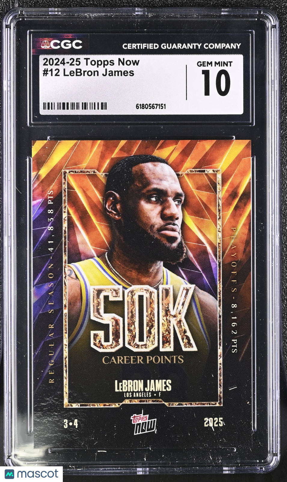 2024-25 Topps Now LeBron James #12 CGC 10 Los Angeles Lakers