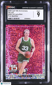 2025 Leaf 15th Anniversary Larry Bird Pink Sparkles /8 '90 90B-103 CGC 9 Celtics