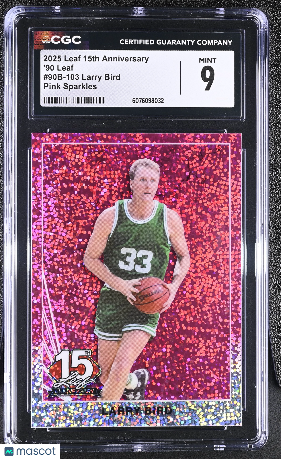 2025 Leaf 15th Anniversary Larry Bird Pink Sparkles /8 '90 90B-103 CGC 9 Celtics