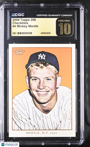 2009 Topps 206 Mickey Mantle Checklists #4 CGC 10 Pristine Yankees