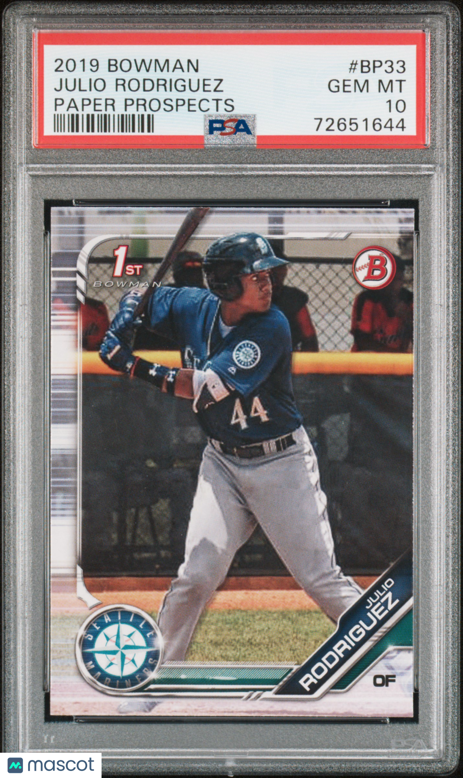 2019 Bowman Paper Prospects Julio Rodriguez Rookie #BP33 PSA 10 Seattle Mariners