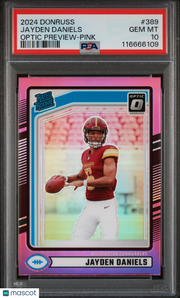 2024 Donruss Jayden Daniels Optic Preview Pink Rookie #389 PSA 10 Commanders