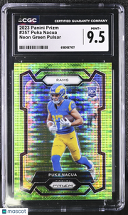 2023 Panini Prizm Puka Nacua Neon Green Pulsar Rookie #357 CGC 9.5 Rams