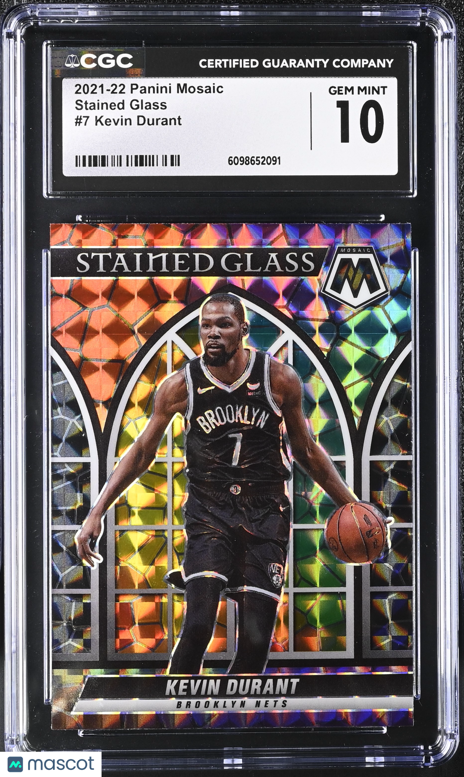 2021-22 Panini Mosaic Kevin Durant Stained Glass #7 CGC 10 Brooklyn Nets