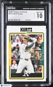 2025 Topps Archives Nick Kurtz Rookie #213 CGC 10 Oakland Athletics