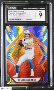 2020 Panini Phoenix Justin Herbert Rookie Fire Burst #103 CGC 9 Chargers