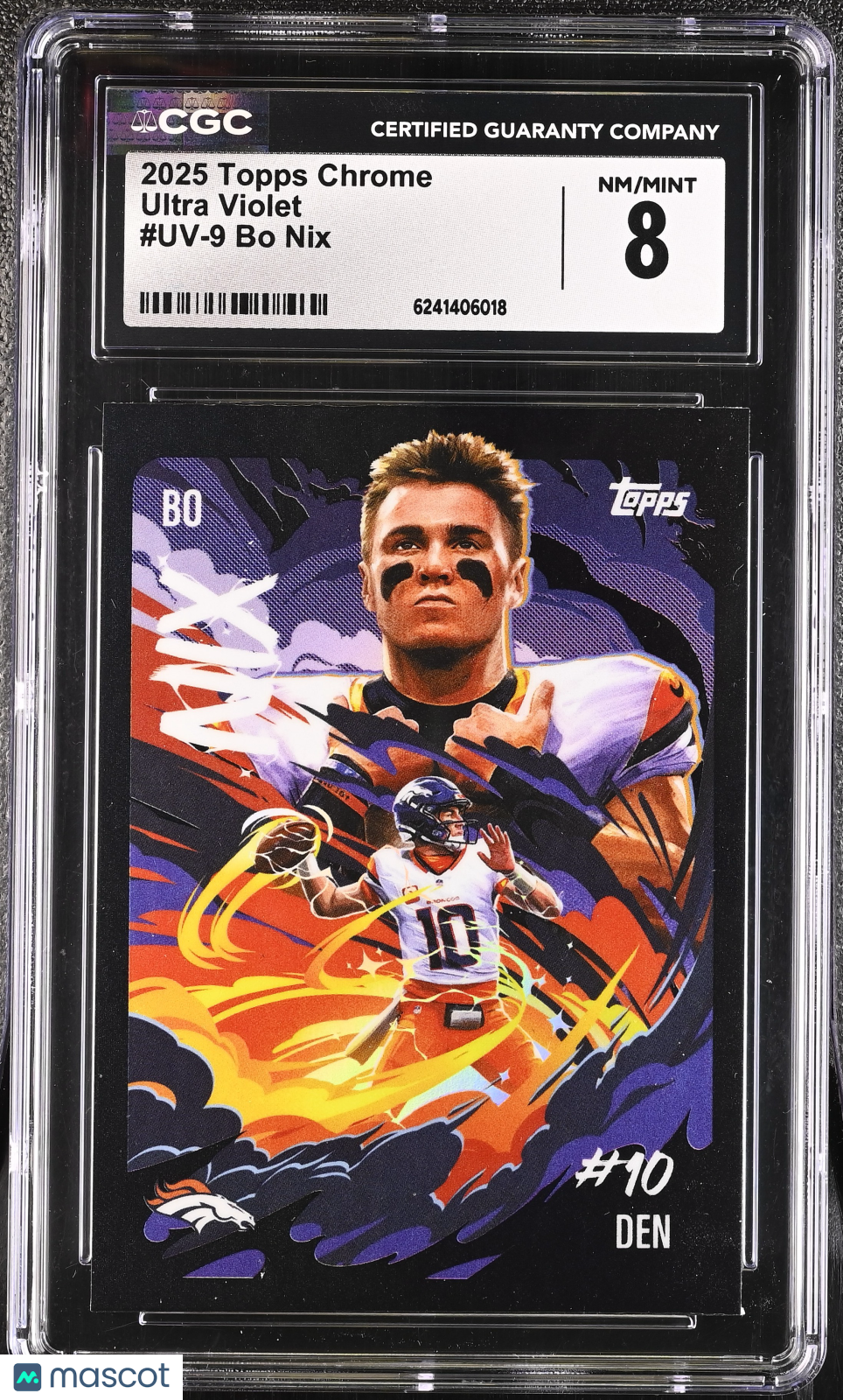 2025 Topps Chrome Bo Nix Ultra Violet #UV-9 CGC 8 Denver Broncos
