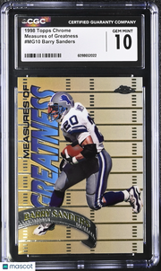 1998 Topps Chrome Barry Sanders Measures of Greatness #MG10 CGC 10 Detroit Lions