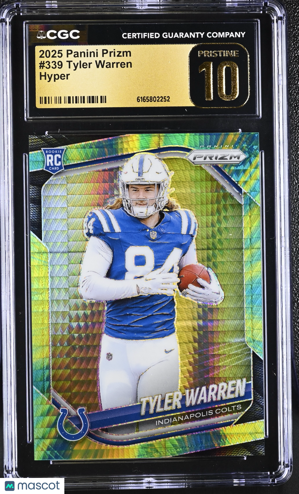 2025 Panini Prizm Tyler Warren Hyper /200 Rookie #339 CGC 10 Pristine Colts