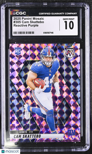 2025 Panini Mosaic Cam Skattebo Reactive Purple Rookie #305 CGC 10 Giants