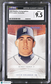 2005 Skybox Autographics Justin Verlander /750 Rookie #115 CGC 9.5 Tigers