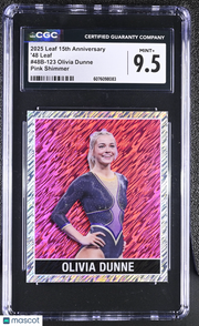2025 Leaf 15th Anniversary Olivia Dunne 8/8 '48 Leaf #48B-123 Pink Shimmer CGC 9.5