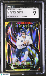 2024 Panini Select Caleb Williams Red & Yellow Shock Rookie #114 CGC 9 Bears