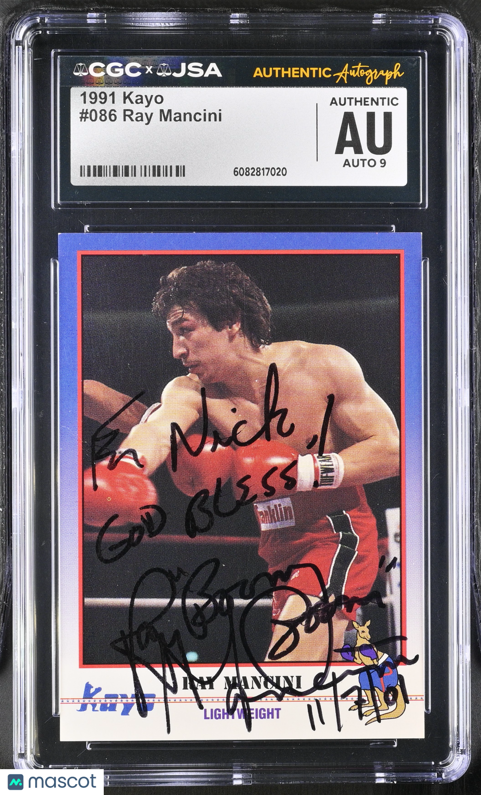 1991 Kayo Ray Mancini #086 Auto Autograph CGC Authentic JSA