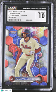 2023 Best Justin Crawford Refractor Rookie Top Prospects #TP-25 CGC 10 Phillies
