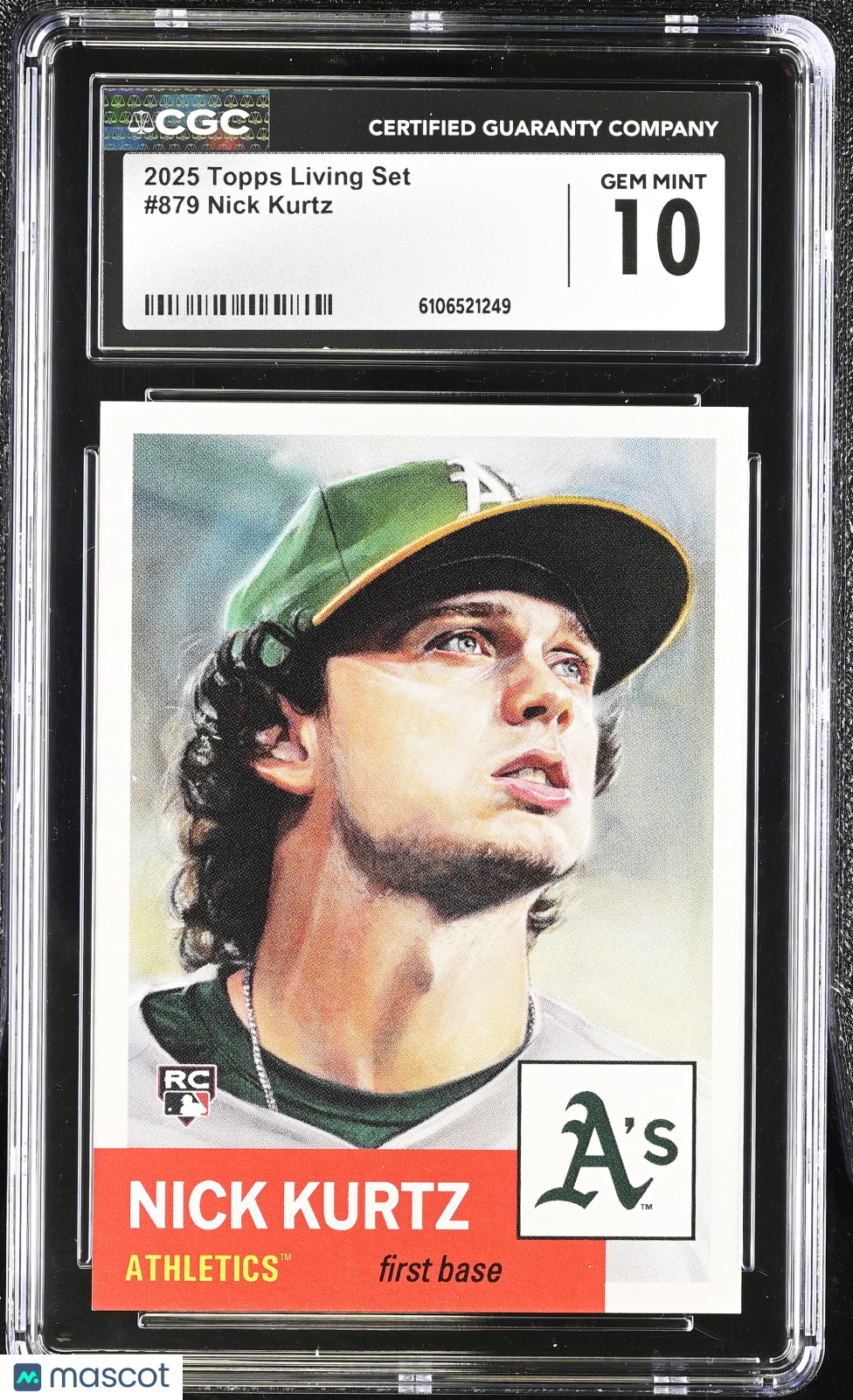 2025 Topps Living Set Nick Kurtz Rookie #879 CGC 10 Oakland Athletics