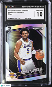2024-25 Panini Prizm Black Bronny James Jr. Silver Rookie #94 CGC 10 Lakers