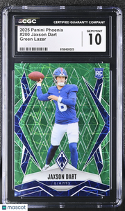 2025 Panini Phoenix Jaxson Dart Green Lazer /49 Rookie #200 CGC 10 Giants