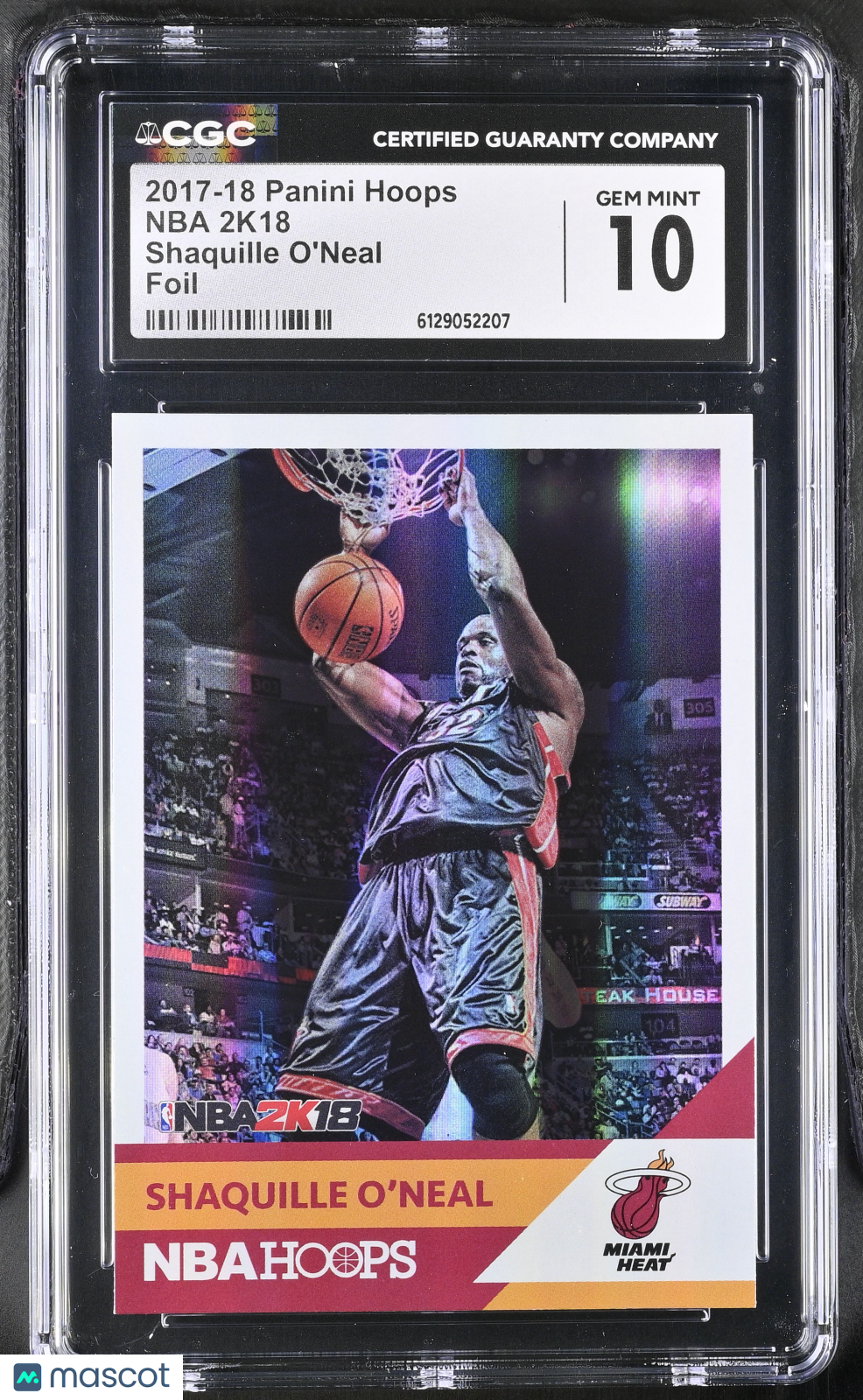 2017-18 Panini Hoops Shaquille O'Neal Foil NBA 2K18 CGC 10 Miami Heat