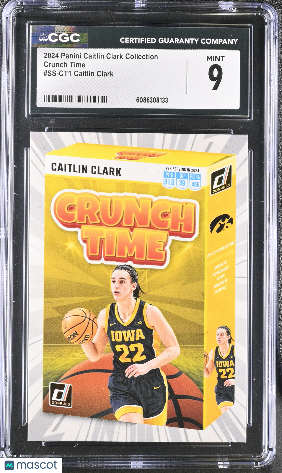 2024 Panini Caitlin Clark Collection Rookie Crunch Time #SS-CT1 CGC 9 Iowa