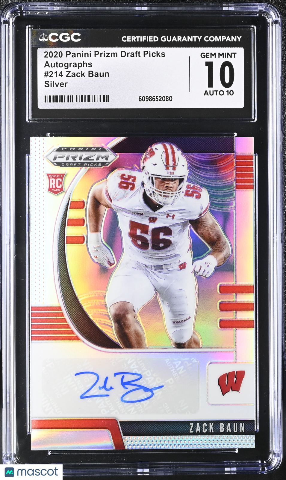 2020 Prizm Draft Picks Zack Baun Silver Rookie Autograph #214 CGC 10 Wisconsin