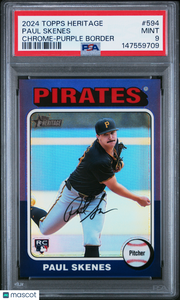 2024 Topps Heritage Paul Skenes Chrome Purple Border Rookie #594 PSA 9 Pirates
