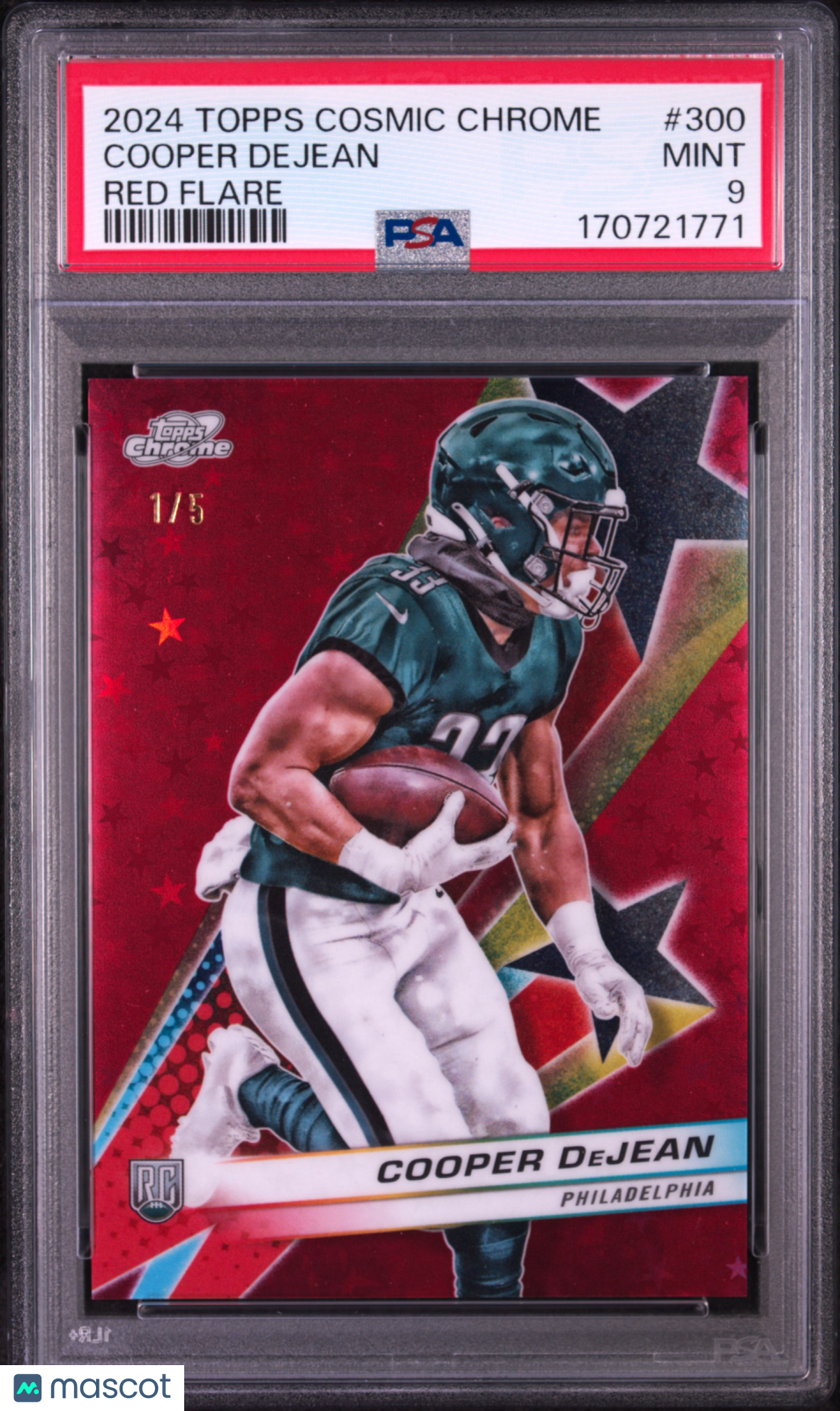 2024 Topps Cosmic Chrome Cooper Dejean Red Flare /5 Rookie #300 PSA 9