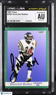 1991 Fleer Herschel Walker Auto Autograph #288 CGC Authentic JSA Vikings