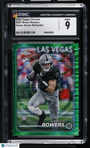 2024 Topps Chrome Brock Bowers Green Sonar /99 Rookie #207 CGC 9 Raiders