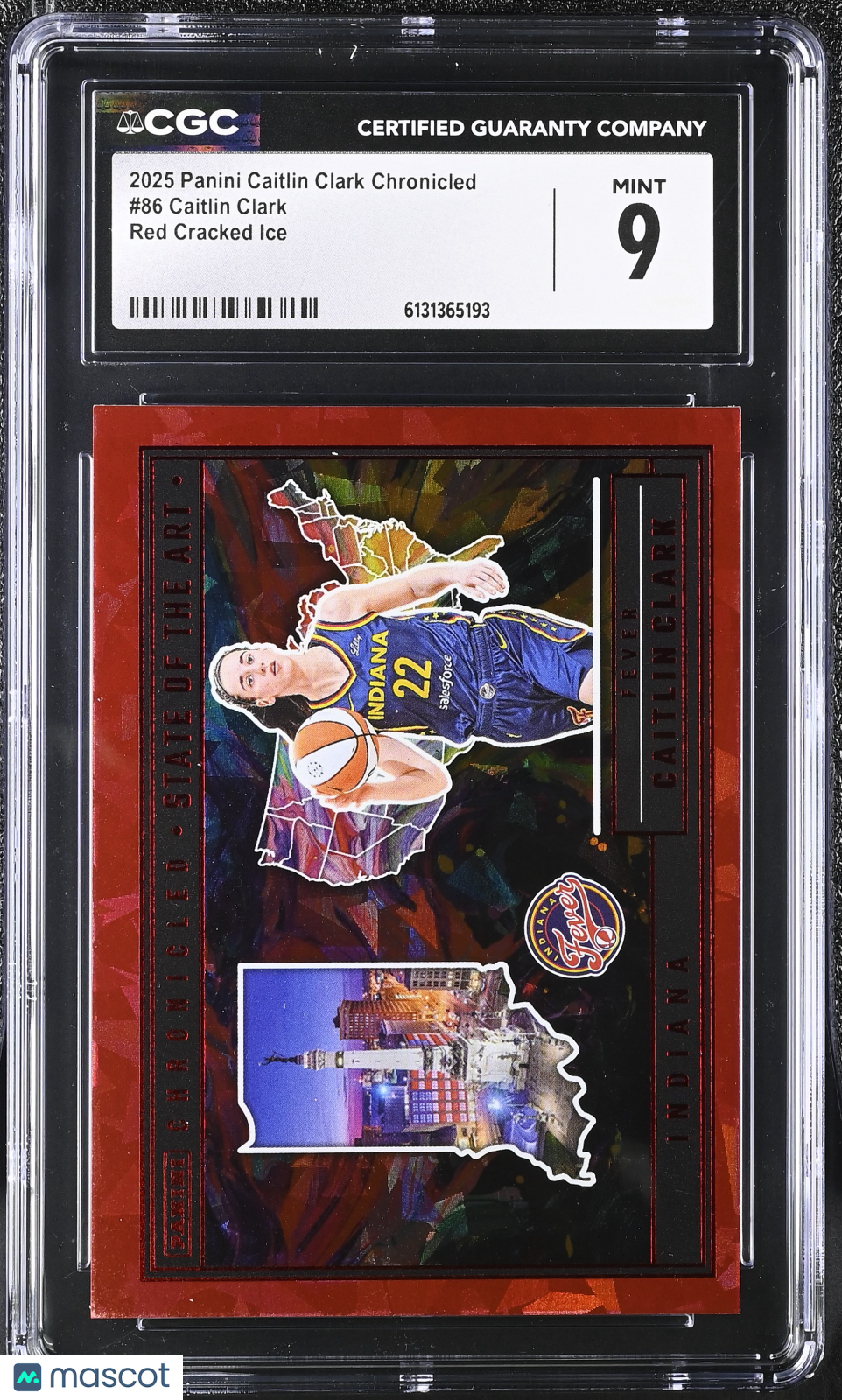 2025 Panini Caitlin Clark Chronicled Red Cracked Ice Rookie #86 CGC 9 Fever