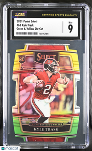 2021 Panini Select Kyle Trask Green & Yellow Die-Cut Rookie #63 CGC 9 Buccaneers